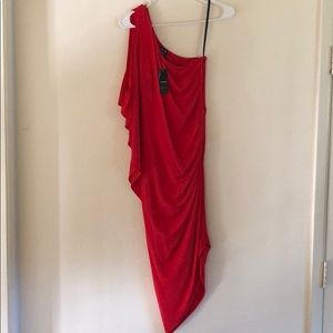 Bebe one shoulder red dress